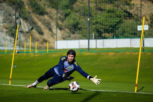 Goalkeeper Noel Törnqvist of the Swedish national football