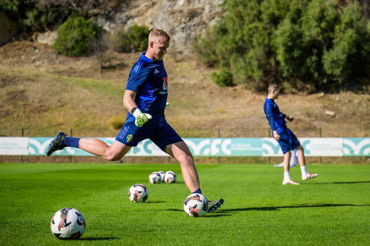 Goalkeeper coach Linus Kandolin of the Swedish national