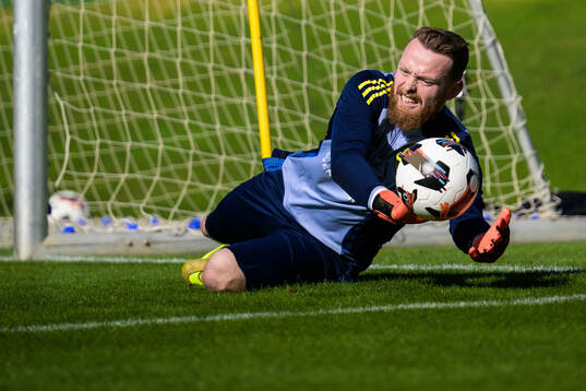 Goalkeeper Viktor Johansson of the Swedish national