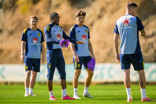 Anthony Elanga and Besfort Zeneli of the Swedish national