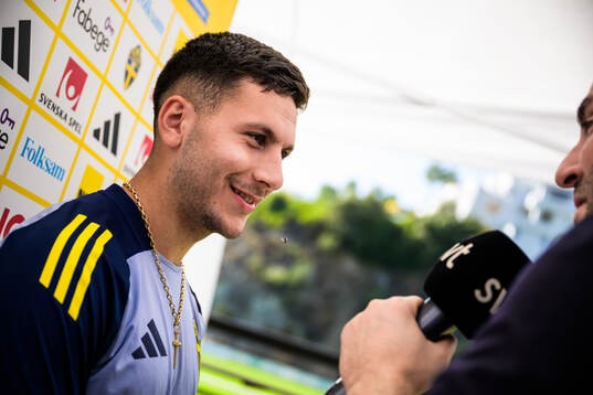 Roony Bardghji of the Swedish national football team being