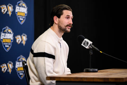 Filip Forsberg of Nashville Predators at a press conference