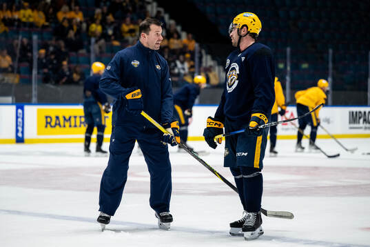 Assistant coach Luke Richardson and Adam Wilsby