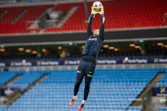 Goalkeeper Ørjan Håskjold Nyland of the Norwegian
