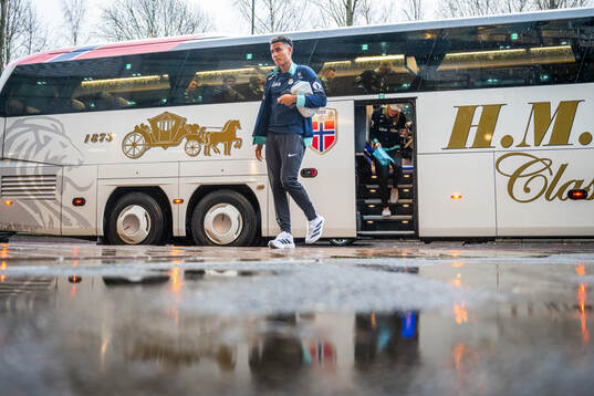 Antonio Nusa of the Norwegian national football team arrives