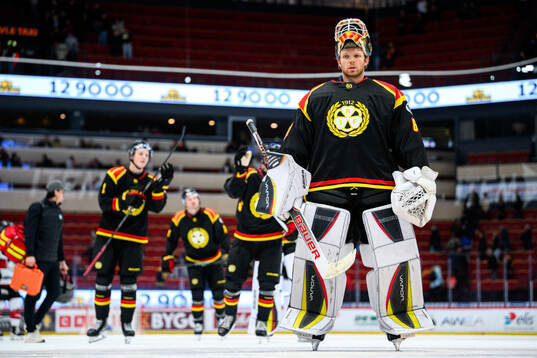 Brynäs målvakt Collin Delia deppar