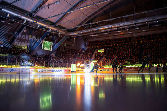 Skellefteås spelare kommer in på isen