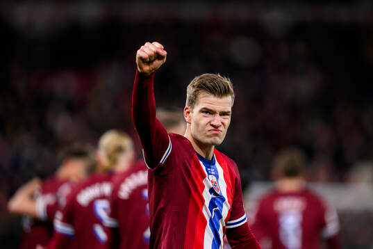 Alexander Sørloth of Norway celebrates