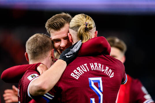 Alexander Sørloth and Erling Braut Haaland of Norway