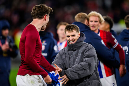 Martin Ødegaard of Norway celebrates