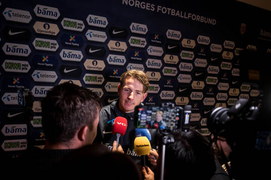 Sander Berge of Norway is interviewed