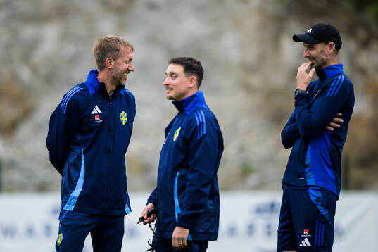 Head coach Graham Potter, performance manager Ben Rosen and