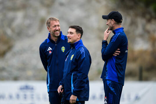 Head coach Graham Potter, performance manager Ben Rosen and