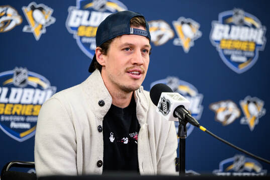 Rickard Rakell of Pittsburgh Penguins at a pressconference