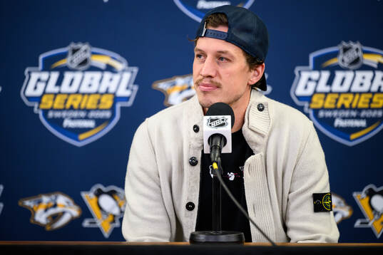 Rickard Rakell of Pittsburgh Penguins at a pressconference
