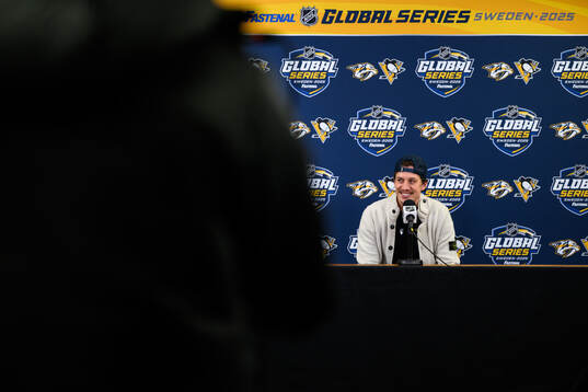 Rickard Rakell of Pittsburgh Penguins at a pressconference