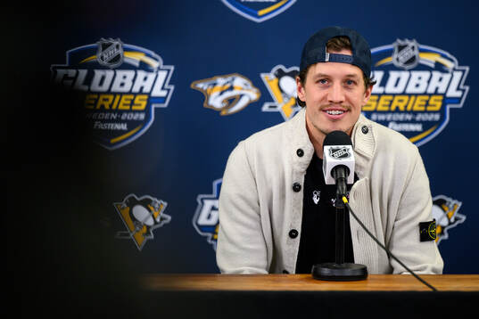 Rickard Rakell of Pittsburgh Penguins at a pressconference