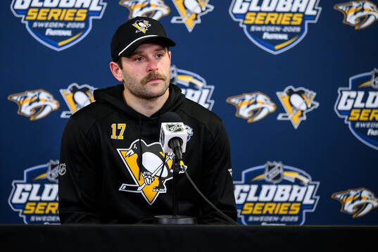 Bryan Rust of Pittsburgh Penguins at a pressconference