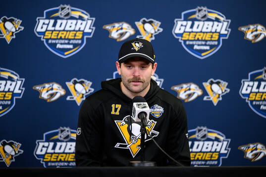 Bryan Rust of Pittsburgh Penguins at a press conference