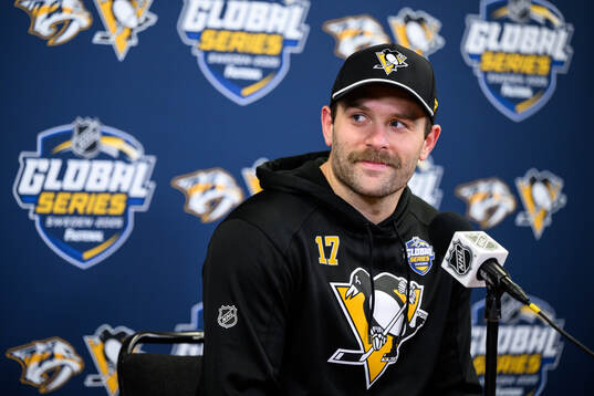 Bryan Rust of Pittsburgh Penguins at a press conference