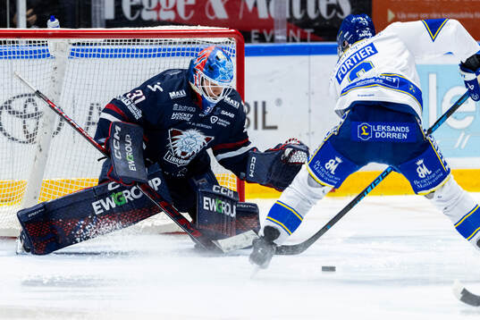 Linköpings målvakt Jesper Myrenberg och Leksands Gabriel