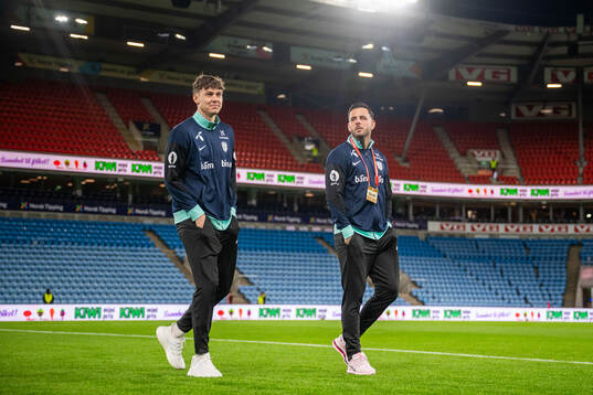 Jørgen Strand Larsen and Aron Bizet Dønnum of Norway