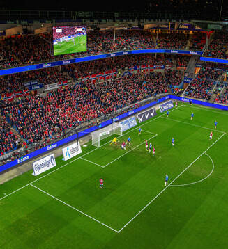 General view of Ullevaal Stadion as Alexander Sørloth of