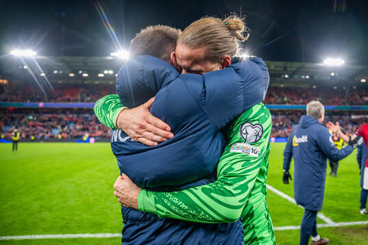 Goalkeeper Ørjan Håskjold Nyland of Norway celebrates
