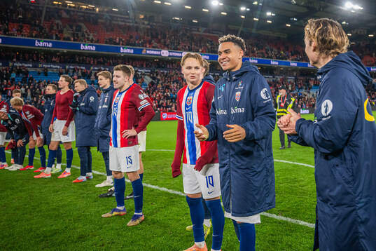 Andreas Schjelderup and Antonio Nusa of Norway