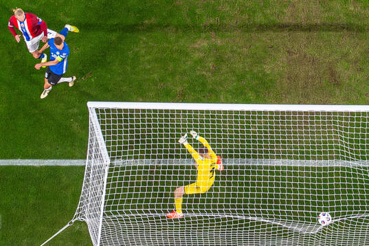 Erling Braut Haaland of Norway scores the 4-0 goal past