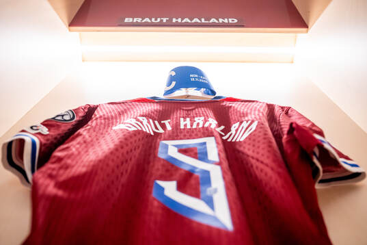 The kit of Erling Braut Haaland of Norway in the dressing