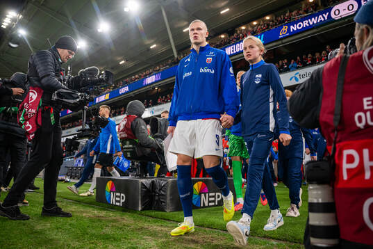 Erling Braut Haaland of Norway enters the pitch