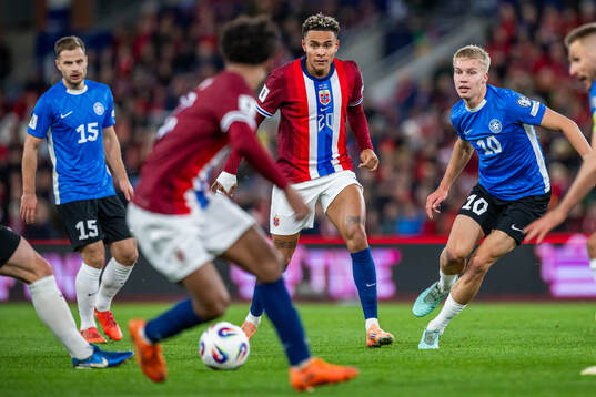 Antonio Nusa of Norway and Kevor Palumets of Estonia
