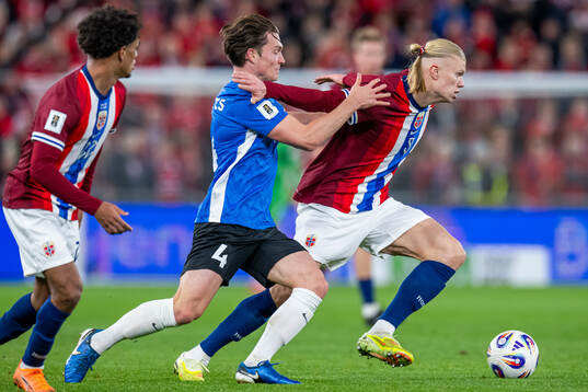 Markus Soomets of Estonia and Erling Braut Haaland of Norway