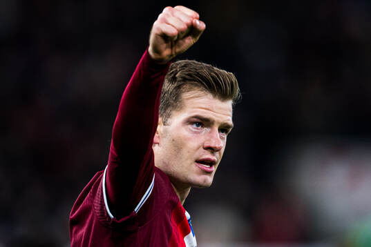 Alexander Sørloth of Norway celebrates