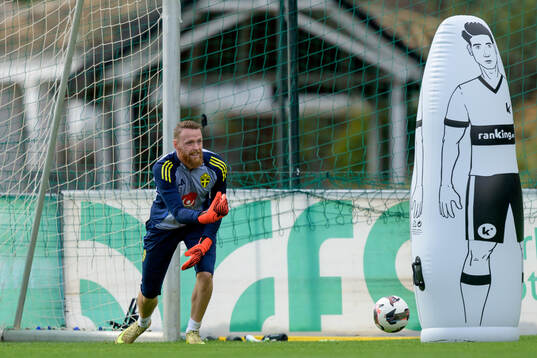 Goalkeeper Viktor Johansson of the Swedish national