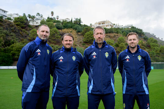 Head coach Graham Potter with the assistant coaches Andreas