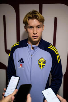 Daniel Svensson of the Swedish national football team talks