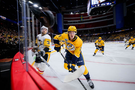 Anthony Mantha of Pittsburgh Penguins and Spencer Stastney