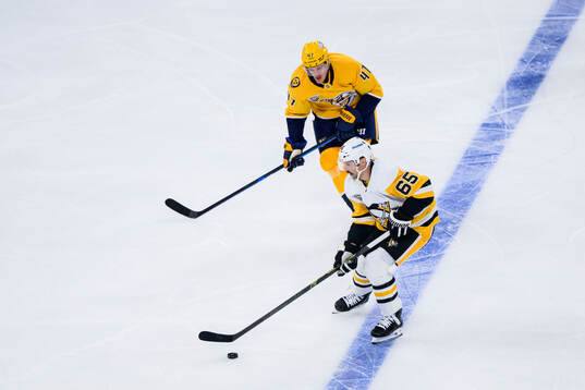 Michael McCarron of Nashville Predators and Erik Karlsson