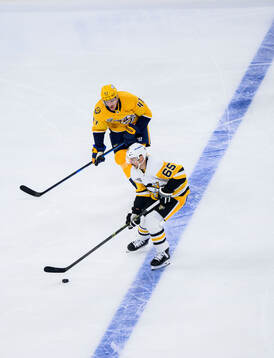Michael McCarron of Nashville Predators and Erik Karlsson