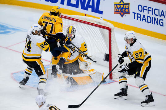 Luke Evangelista of Nashville Predators against Ryan
