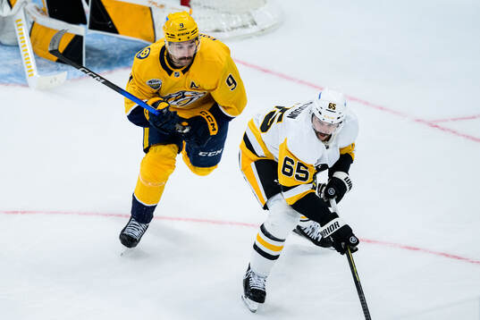 Filip Forsberg of Nashville Predators and Erik Karlsson of