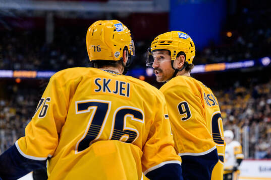 Brady Skjei and Filip Forsberg of Nashville Predators