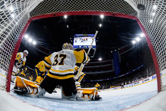 goalkeeper Arturs Silovs of Pittsburgh Penguins lets in 1-1