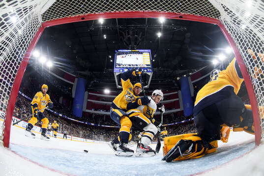 Brady Skjei of Nashville Predators and Ben Kindel of