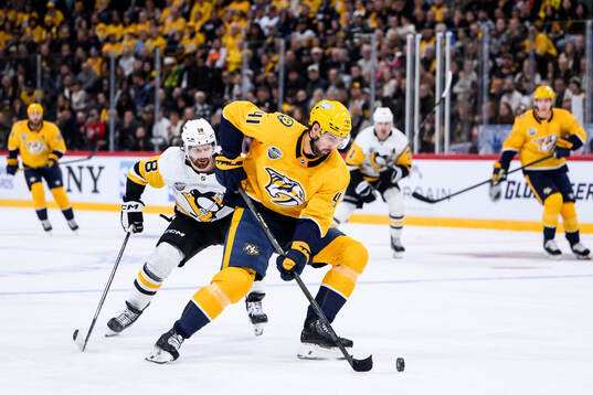 Tommy Novak of Pittsburgh Penguins and Nicolas Hague of