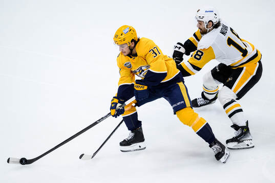 Nick Blankenburg of Nashville Predators and Tommy Novak of