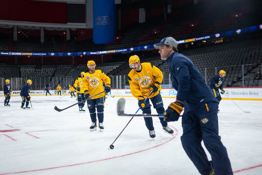 Filip Forsberg at a practice session with Nashville