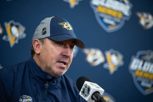 Head coach Andrew Brunette at a press conference